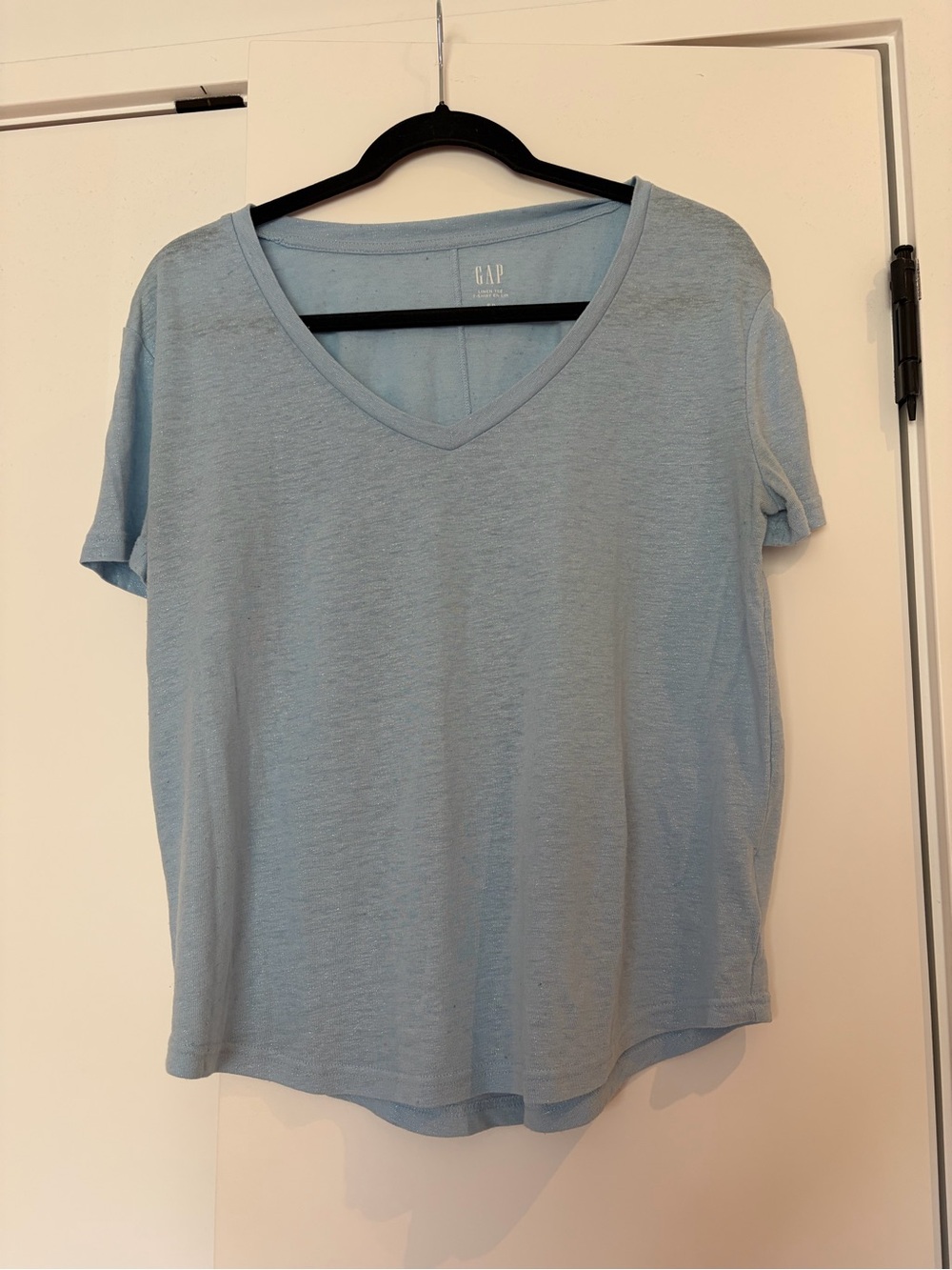GAP Women's Pale Blue linen Short Sleeve Tee